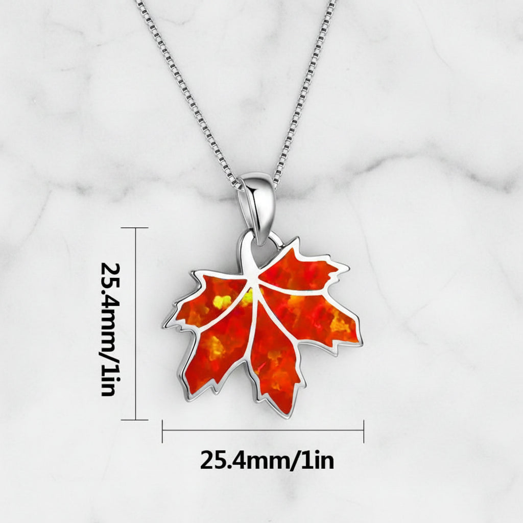 Opal Autumn Leaf Necklace