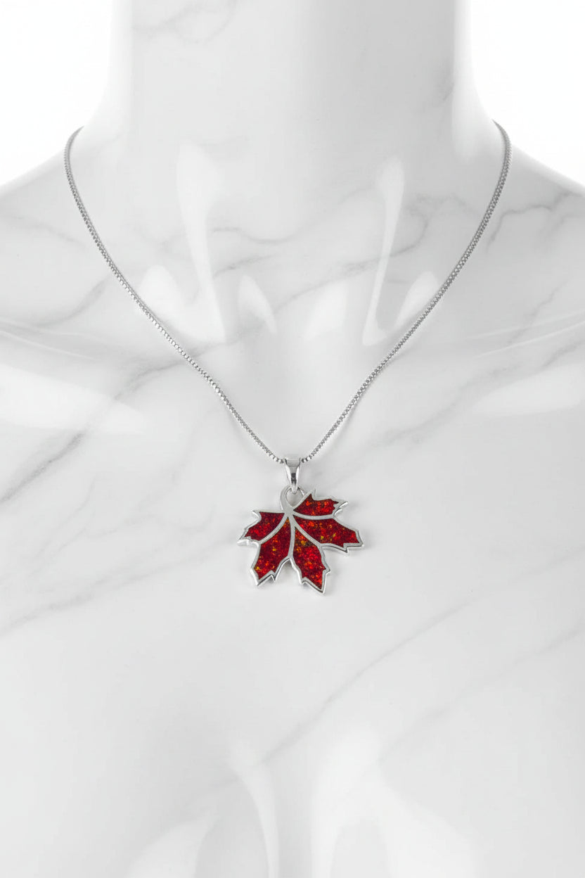 Opal Autumn Leaf Necklace