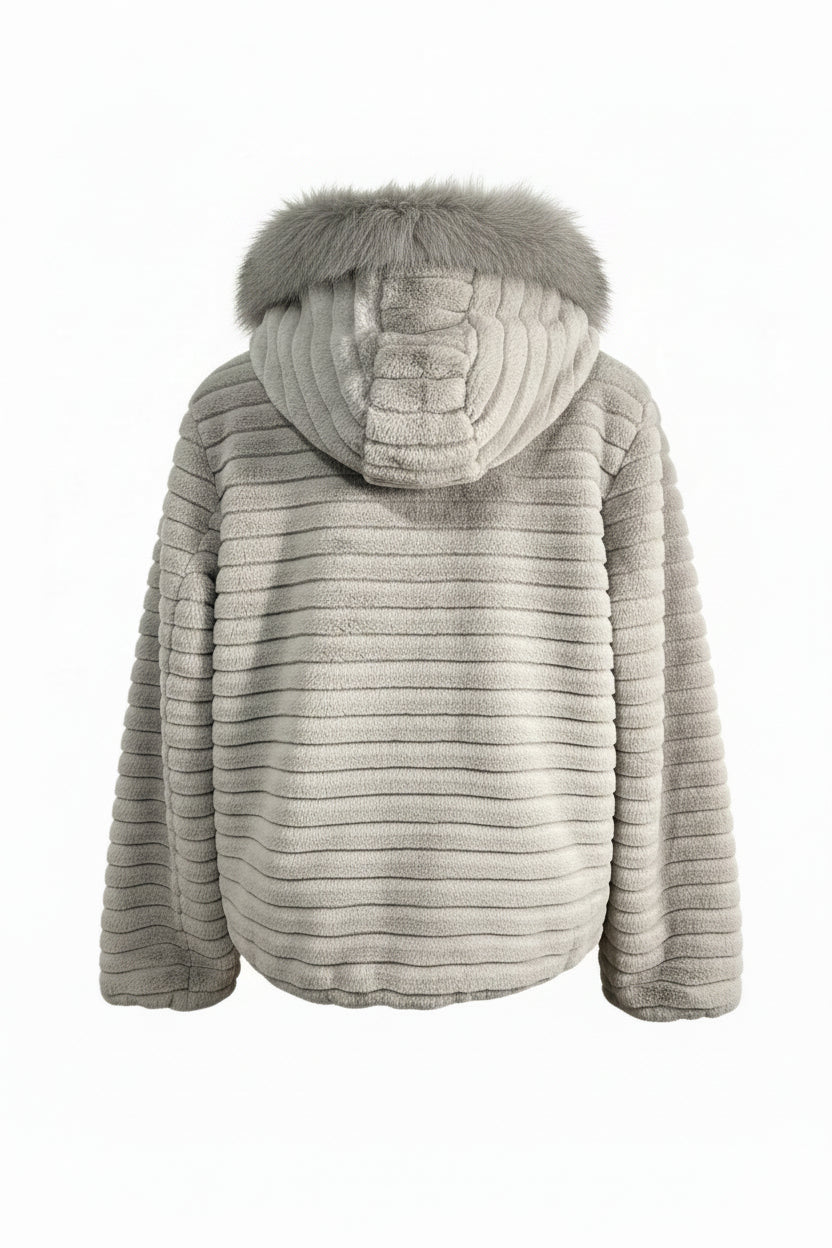 Sabena - Hooded Fur Coat - Grey