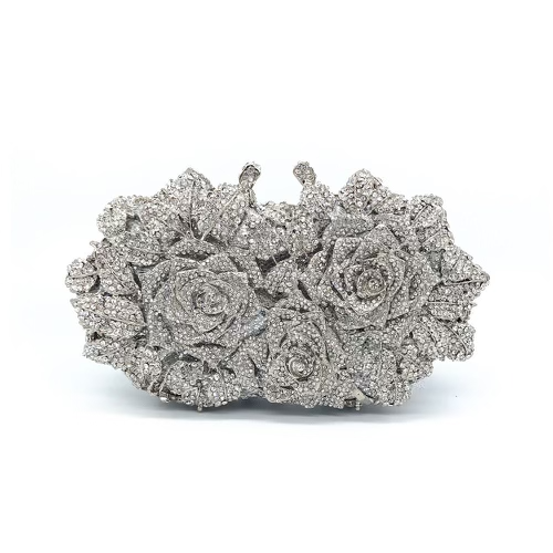 BellaRose diamond Silver Clutch Bag