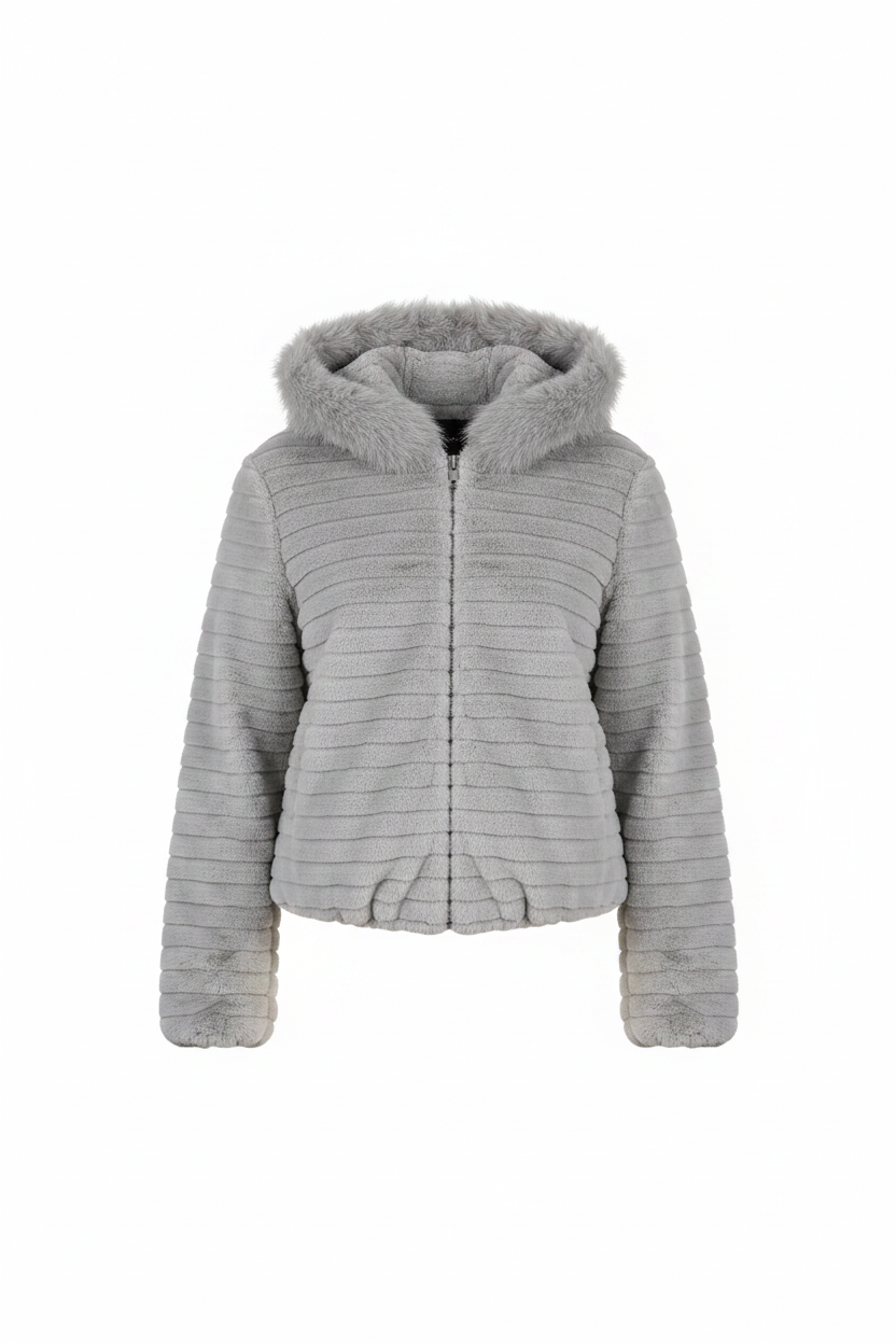 Sabena - Hooded Fur Coat - Grey