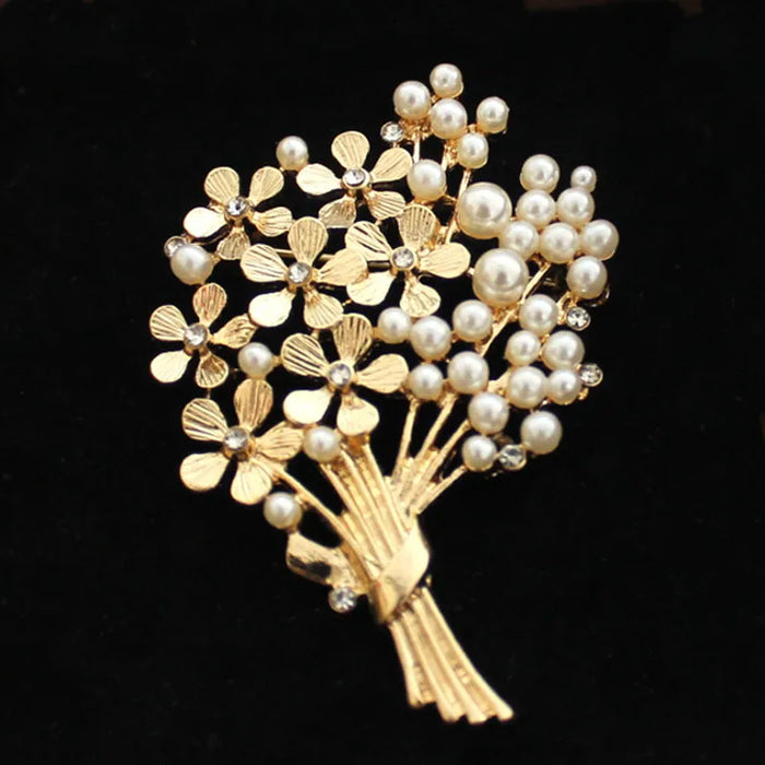 Gold Bouquet Pearl Brooch