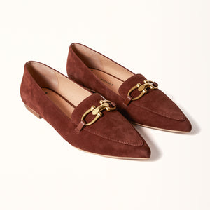 Pointed Flat - Brown Suede