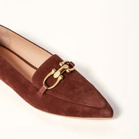 Pointed Flat - Brown Suede
