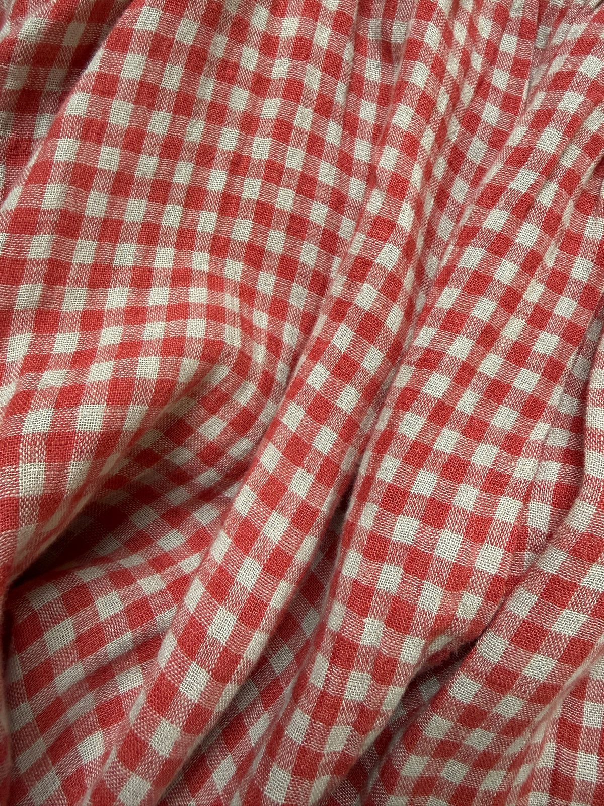 Burnt Sienna Gingham linen close-up