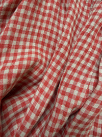 Burnt Sienna Gingham linen close-up
