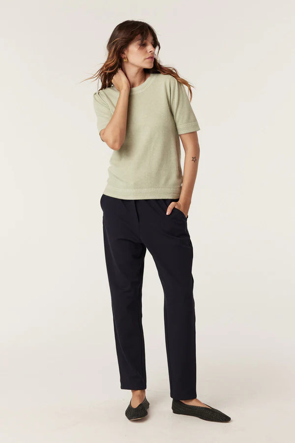 Cable - Cashwool Crew Tee - Pistachio Green