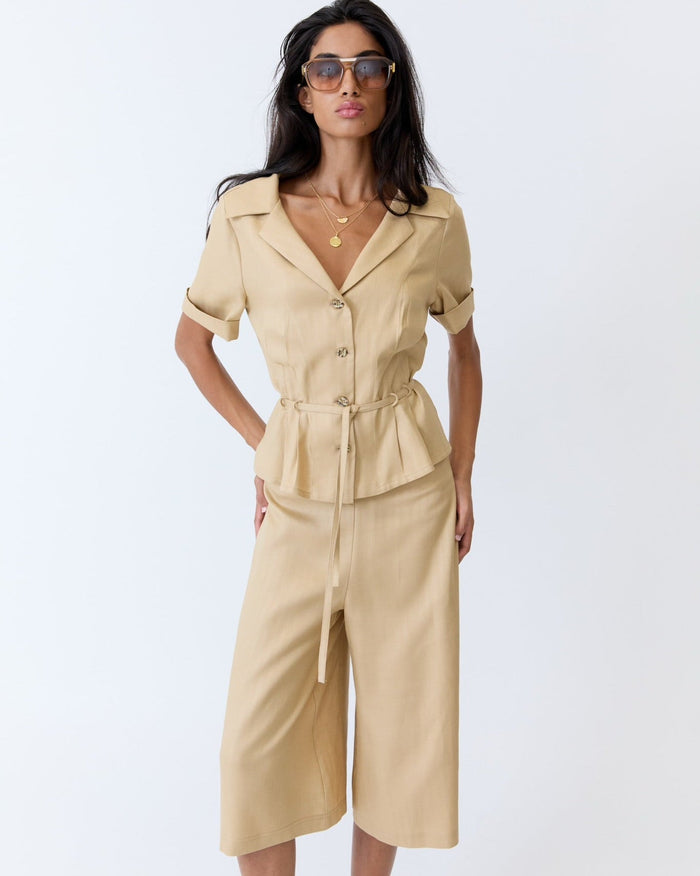 Eder by Anna Angelica Blouse in Caramel herringbone