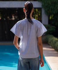 Rose & Rose Clematis Top in Blue Stripe - back