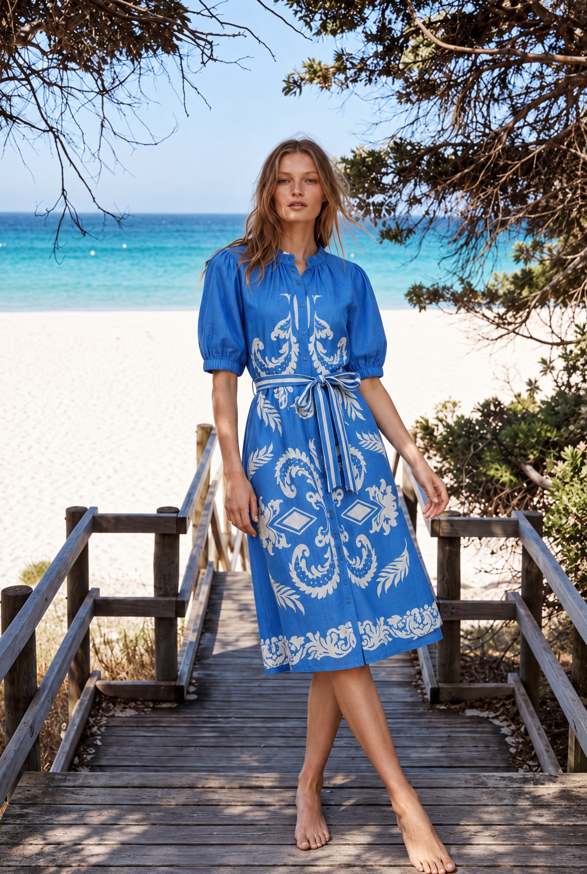 Lola Coast Midi Dress in Jewel Capri Blue