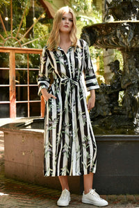 Coop - Stripe A Pose Ramie Dress - Olive Branch