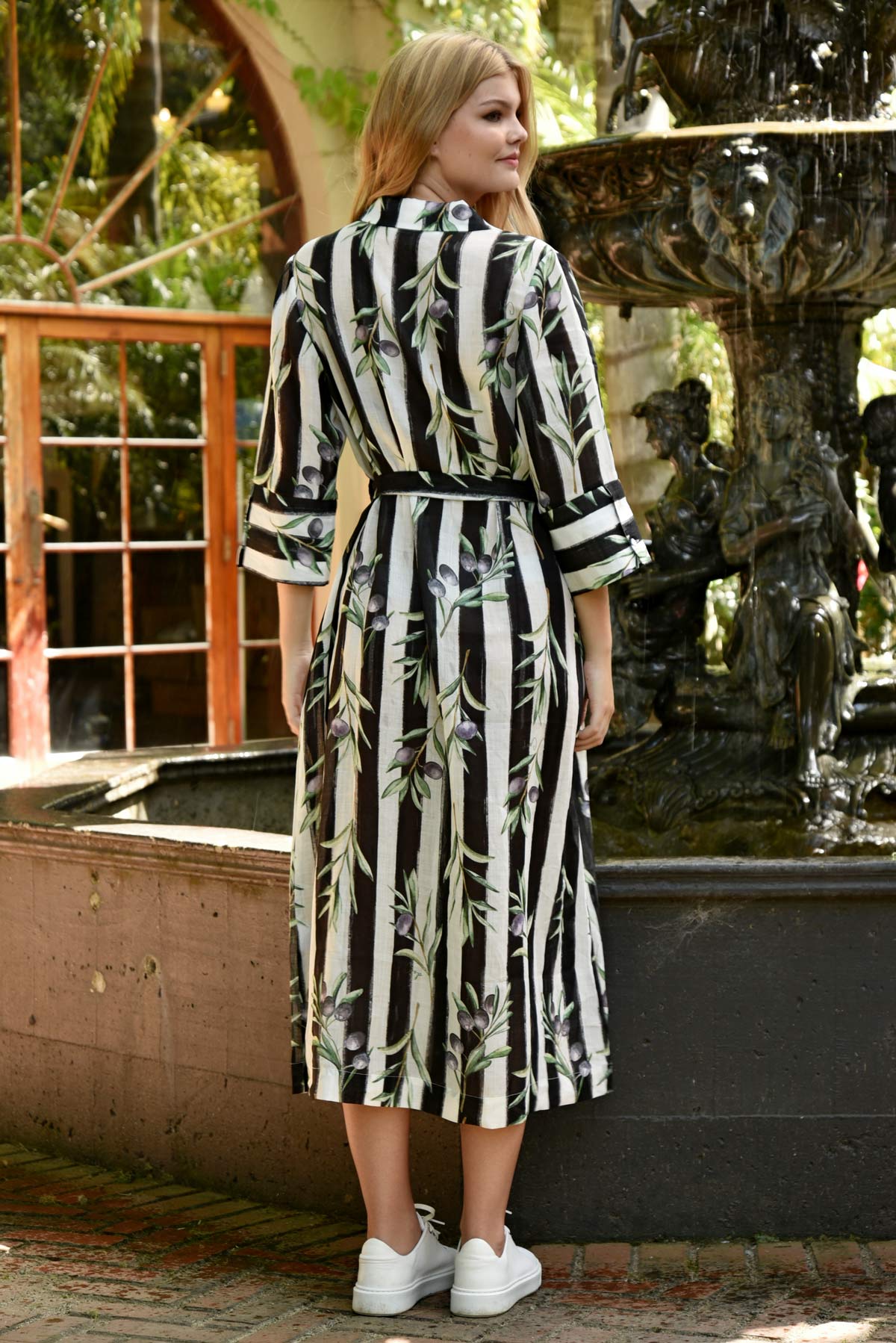 Coop - Stripe A Pose Ramie Dress - Olive Branch