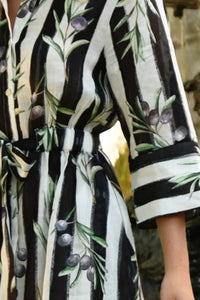 Coop - Stripe A Pose Ramie Dress - Olive Branch