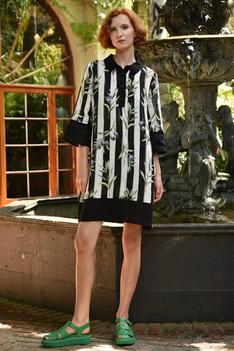 Coop - Stripe When It's Hot Ramie Dress - Olive Branch