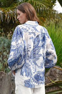 Coop Belle Of The Billow Blouse in Blue & White - back