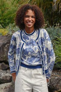 Coop Feeling Blue-tiful Cardigan in Blue & White - front