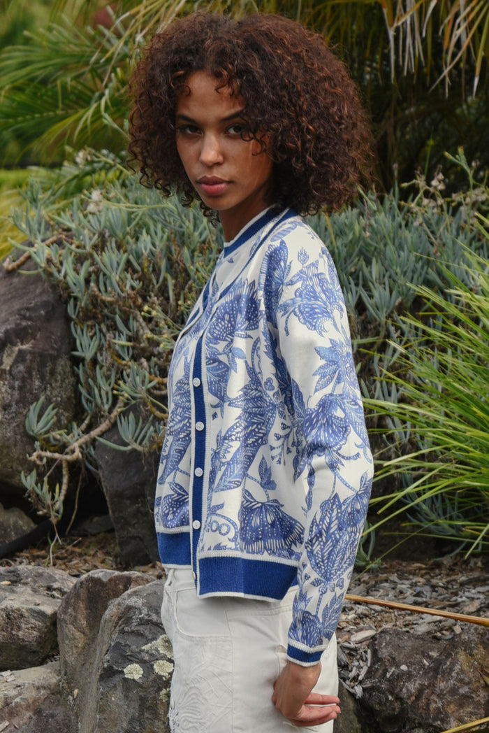 Coop Feeling Blue-tiful Cardigan in Blue & White - side