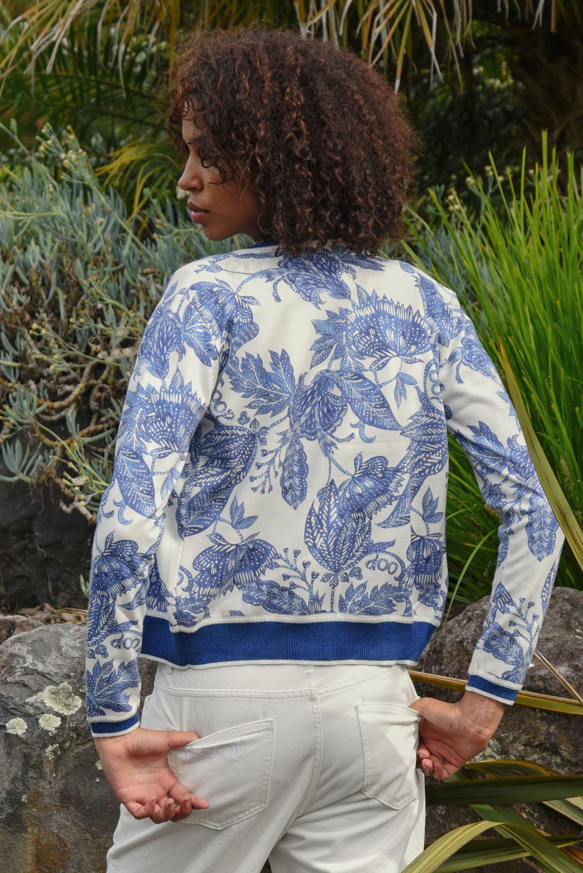 Coop Feeling Blue-tiful Cardigan in Blue & White - back