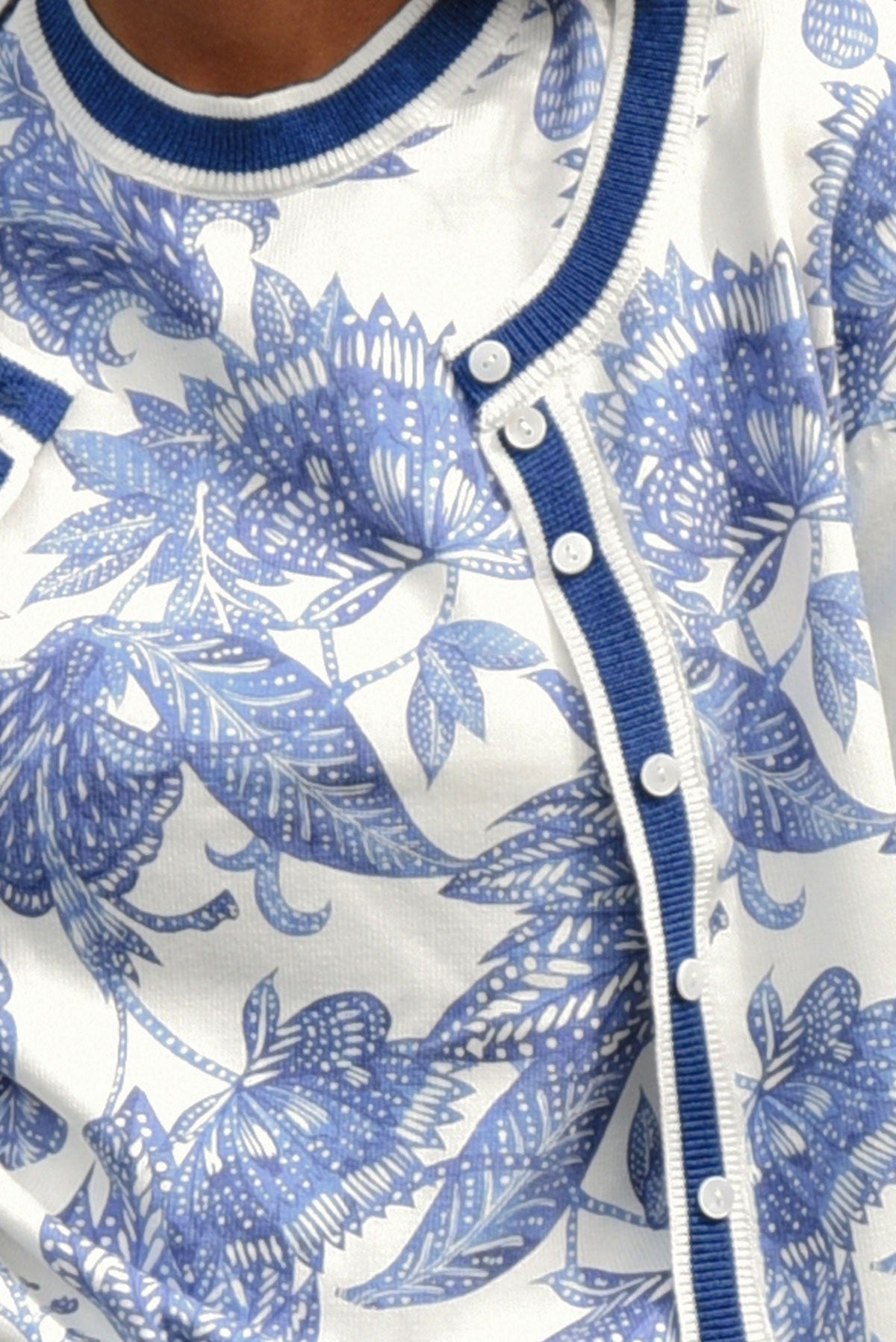 Coop Feeling Blue-tiful Cardigan in Blue & White - detail
