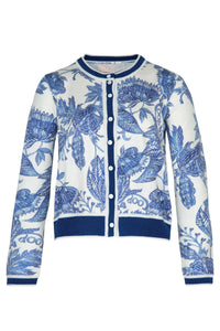 Coop Blue Bloom knit print close-up