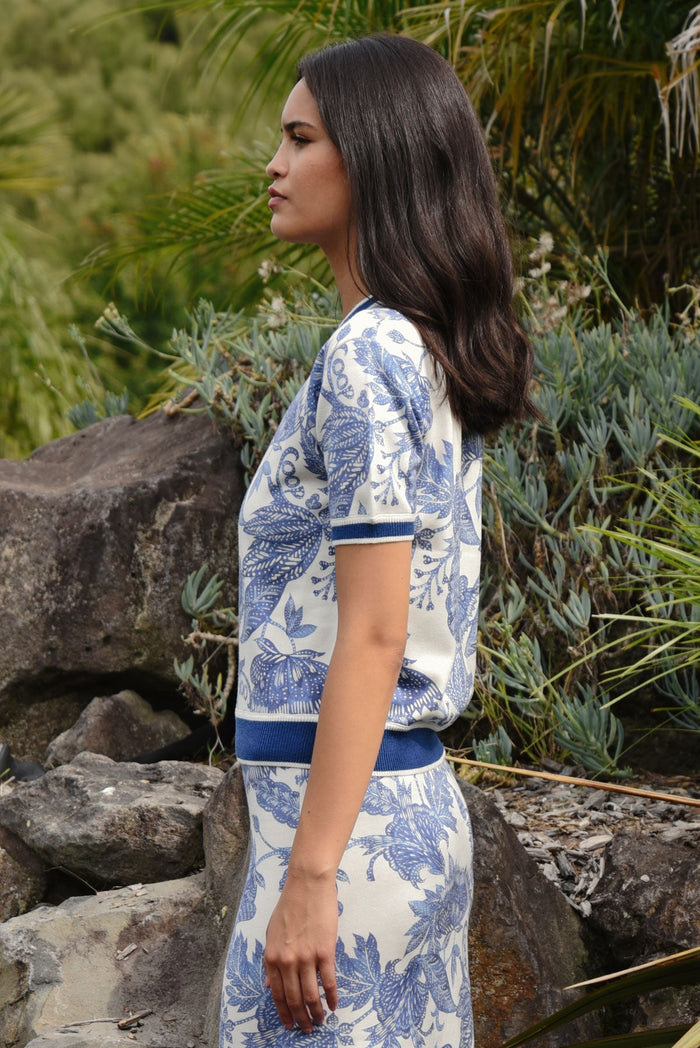 Coop Out Of The Blue Top in Blue & White - side