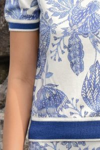 Coop Out Of The Blue Top in Blue & White - detail