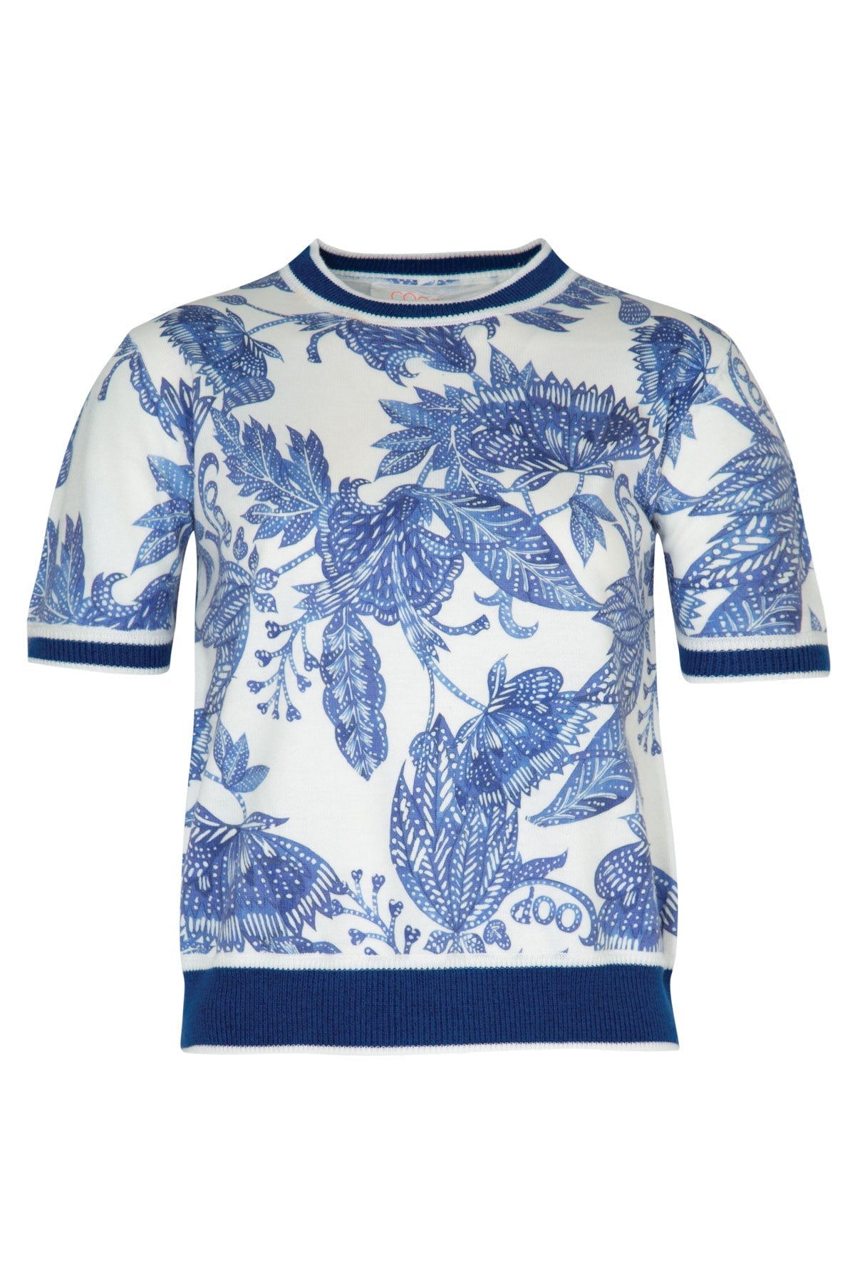 Coop Blue Bloom knit print close-up