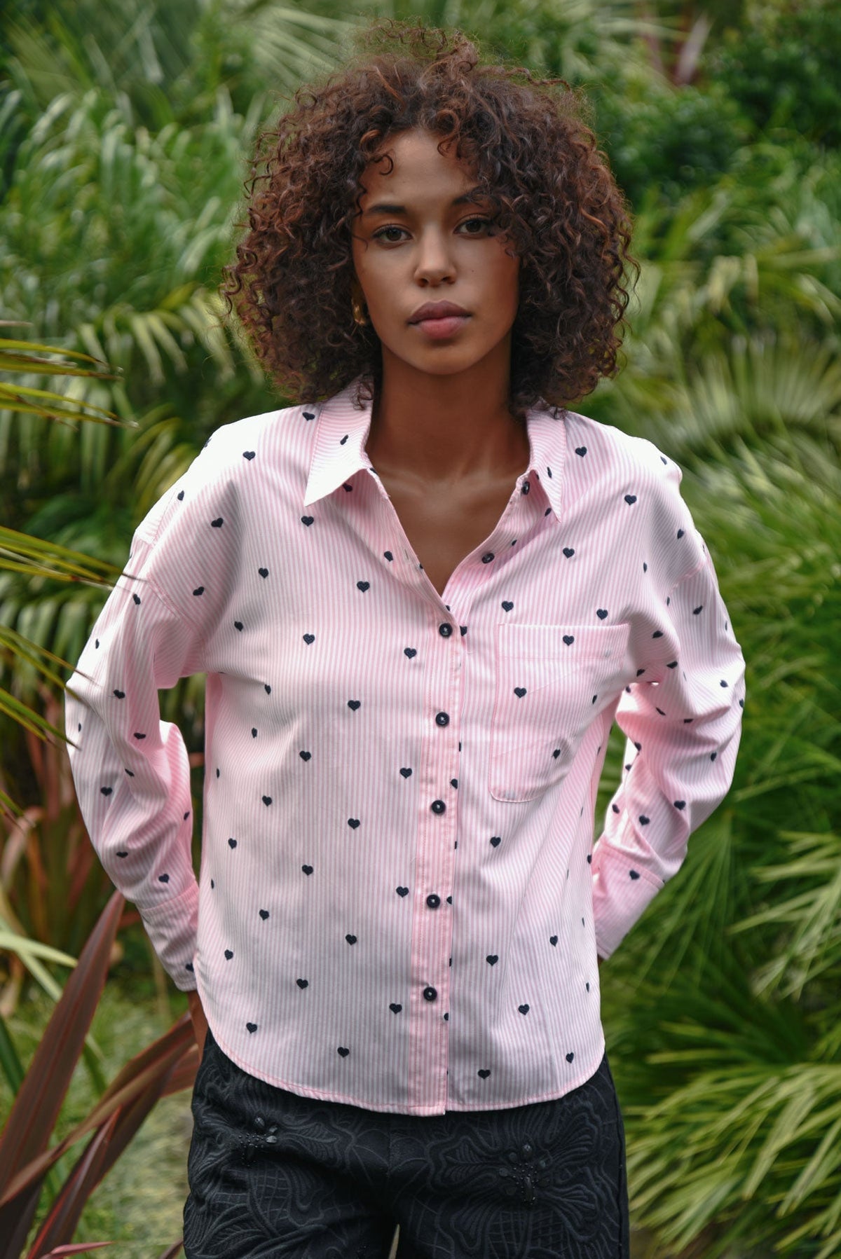 Coop Heart Line Shirt in Pink - front
