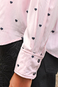 Coop Heart Line Shirt in Pink - detail