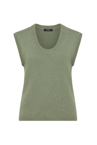 Cable - Flax Scoop Top - Field Green