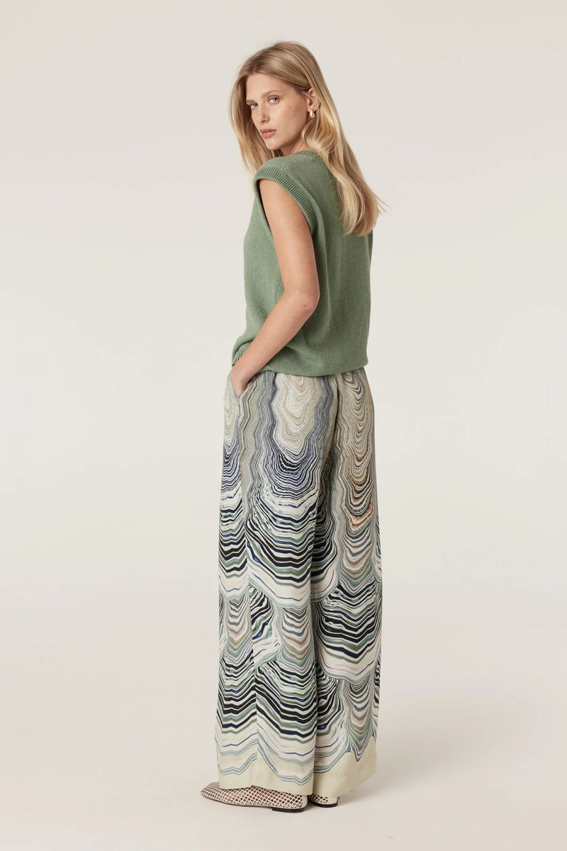 Cable - Flax Scoop Top - Field Green