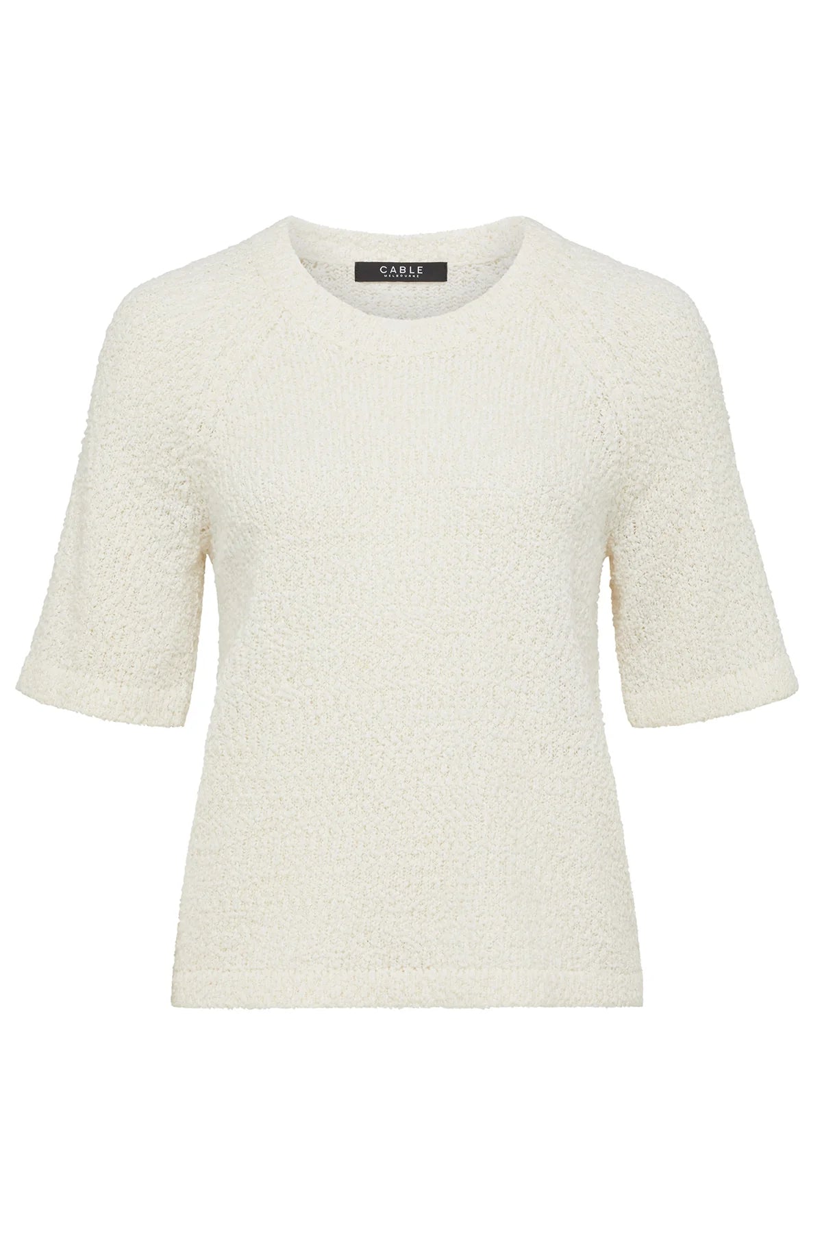 Cable - Boucle Knit Crew Top - Milk