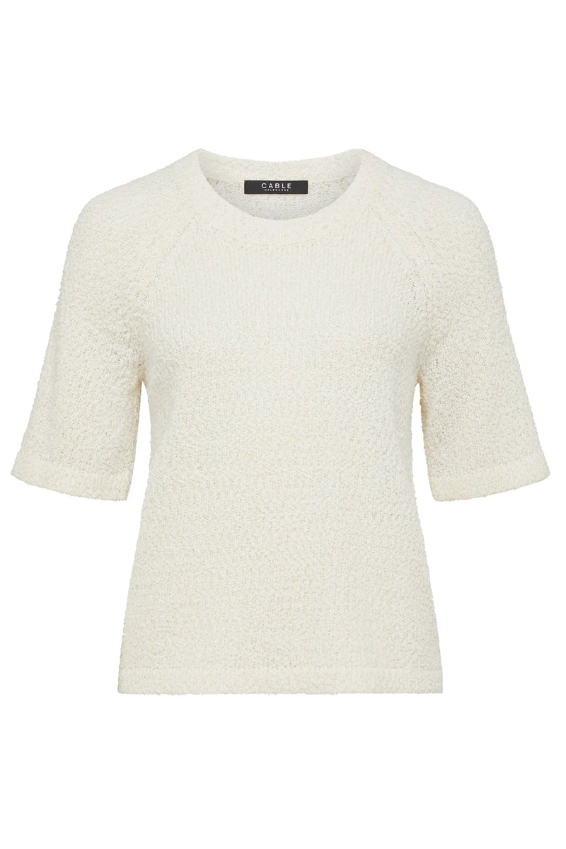 Cable - Boucle Knit Crew Top - Milk