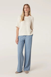 Cable - Boucle Knit Crew Top - Milk