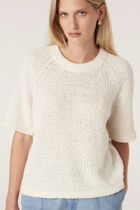 Cable - Boucle Knit Crew Top - Milk