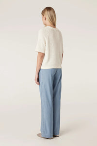Cable - Boucle Knit Crew Top - Milk