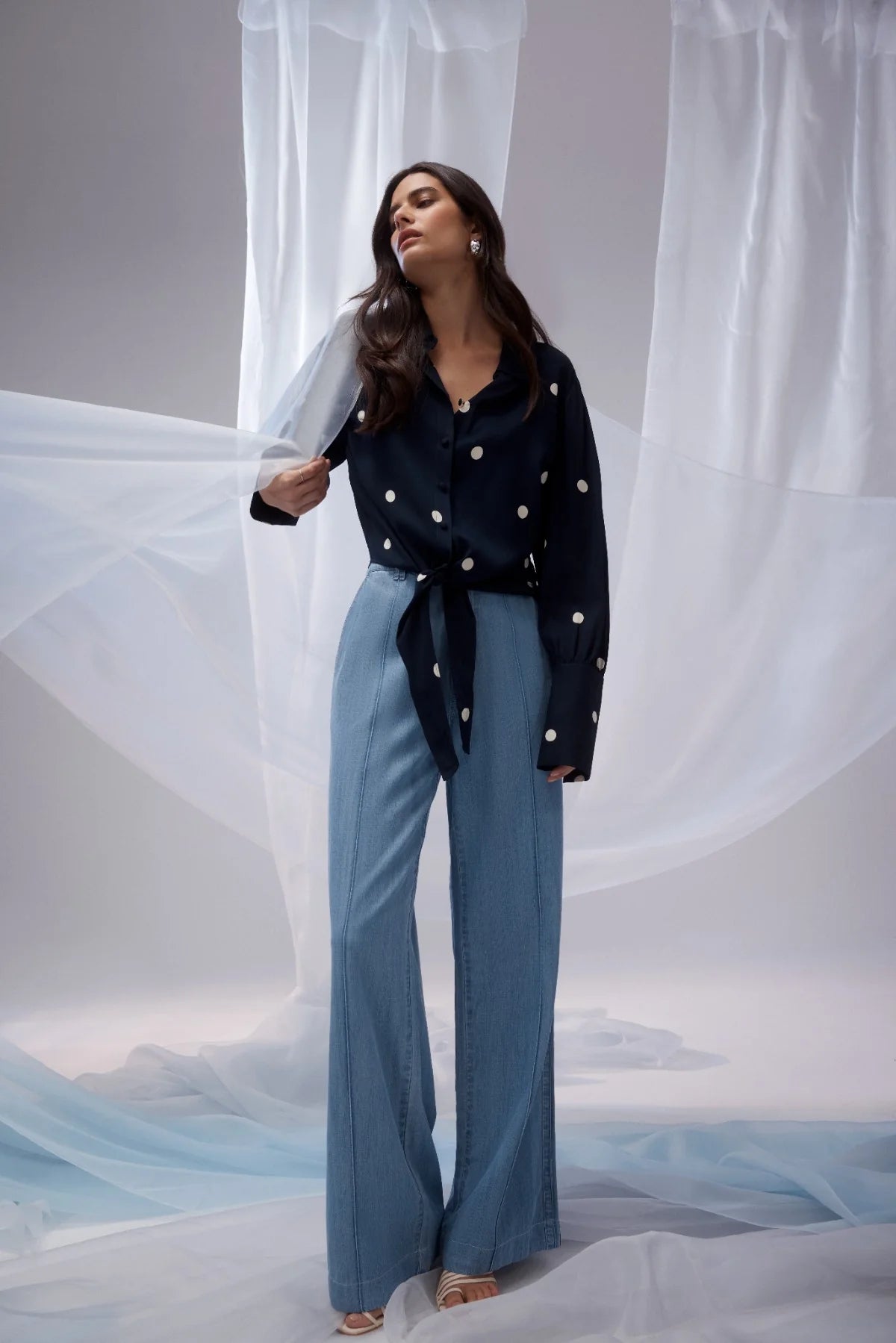 Cable - Muse Blouse - Navy Spot
