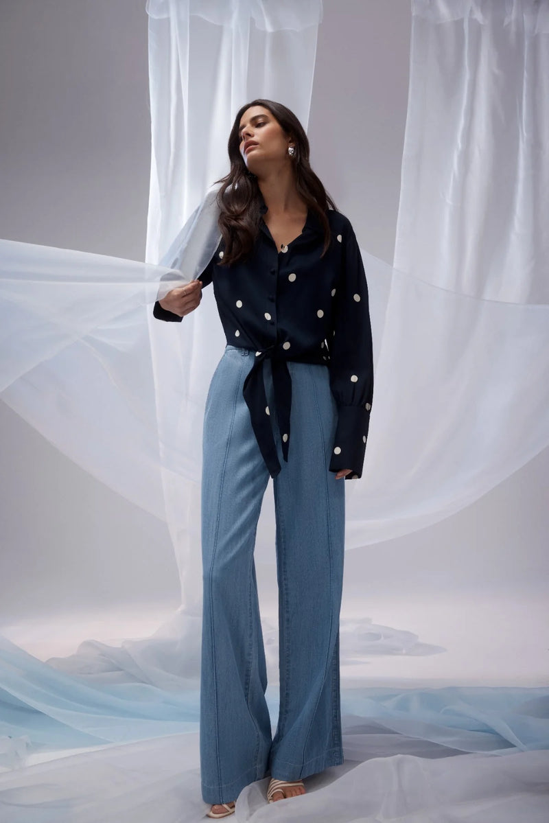 Cable - Muse Blouse - Navy Spot
