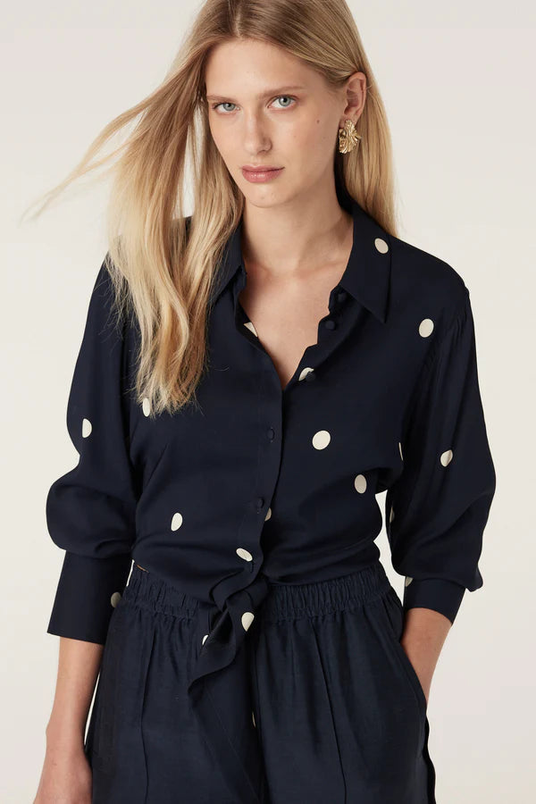 Cable - Muse Blouse - Navy Spot