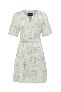 Cable - Gracie Linen Dress - Palm Print