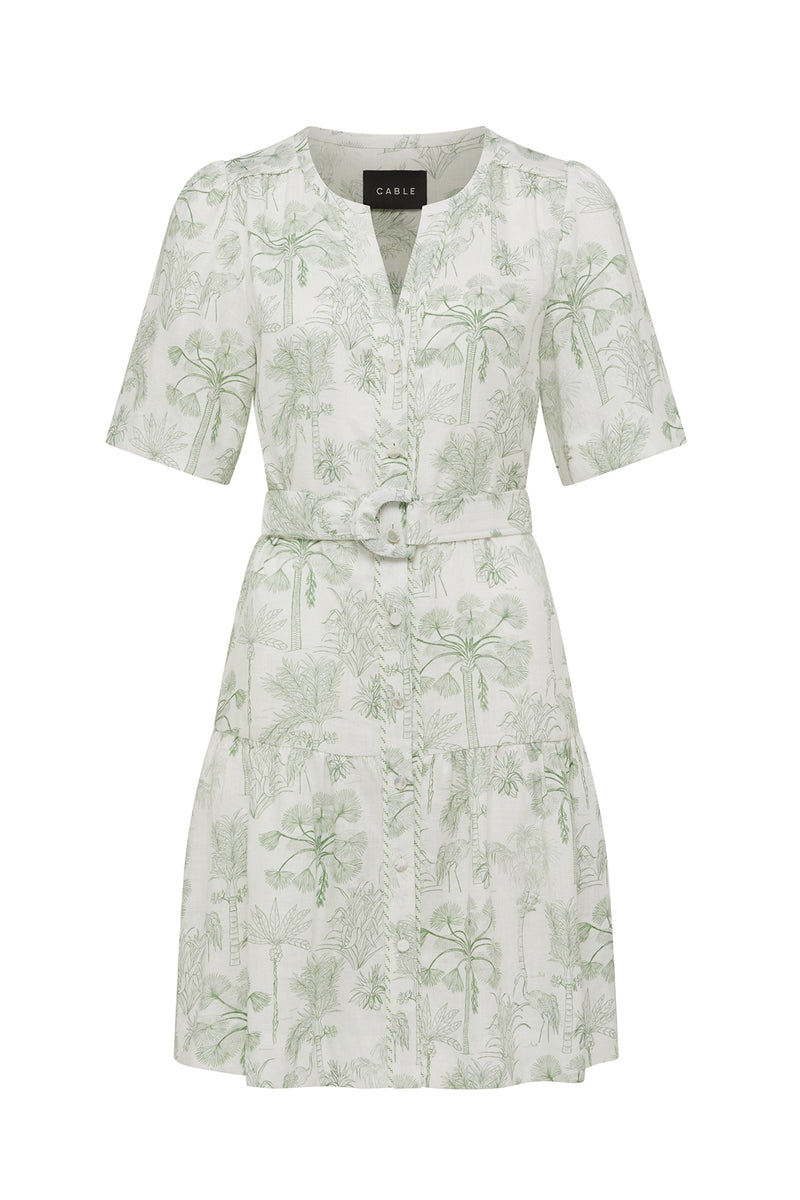 Cable - Gracie Linen Dress - Palm Print