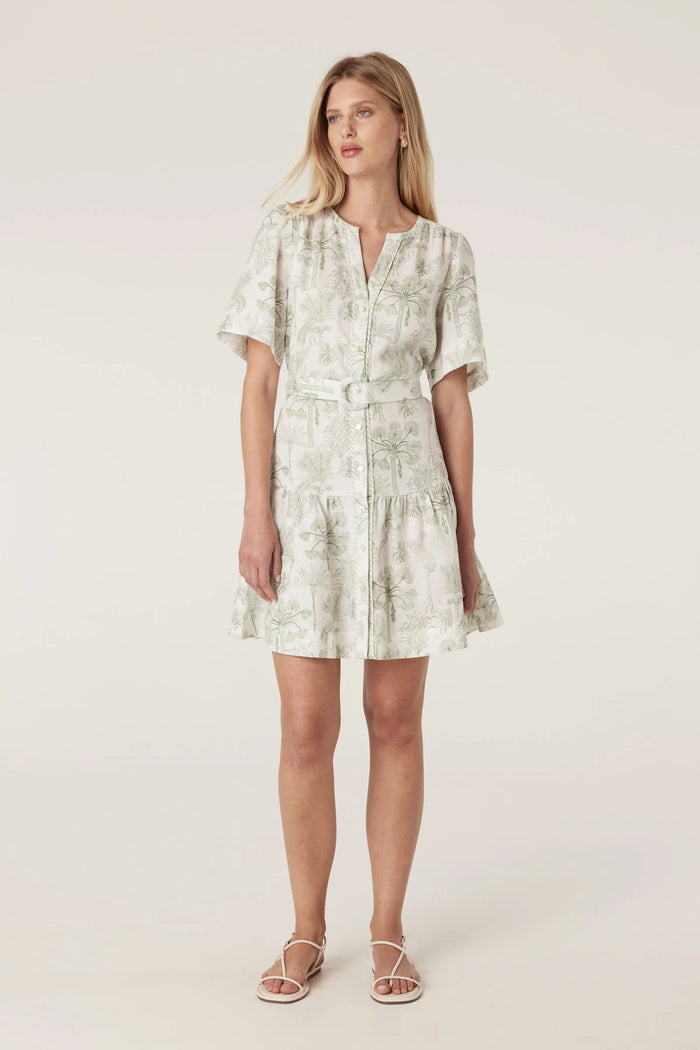 Cable - Gracie Linen Dress - Palm Print