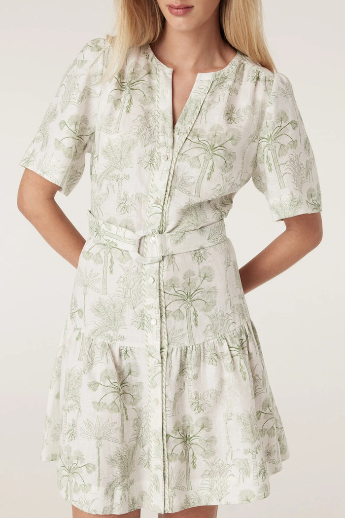 Cable - Gracie Linen Dress - Palm Print