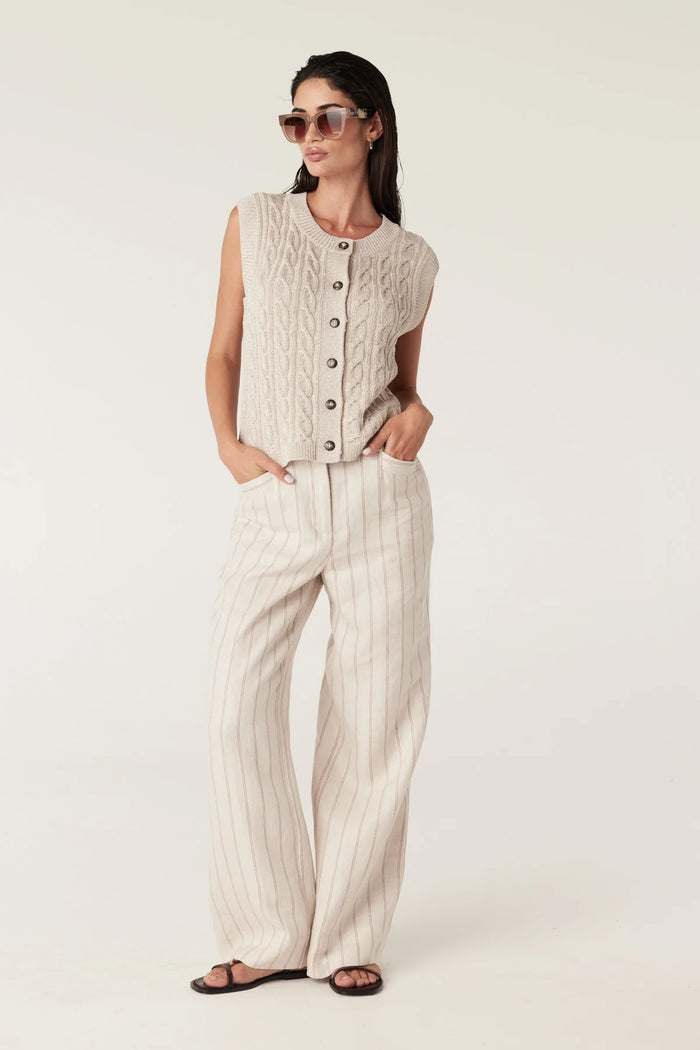 Cable - Savannah Linen Pant - Natural Stripe