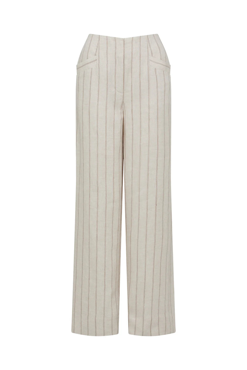 Cable - Savannah Linen Pant - Natural Stripe