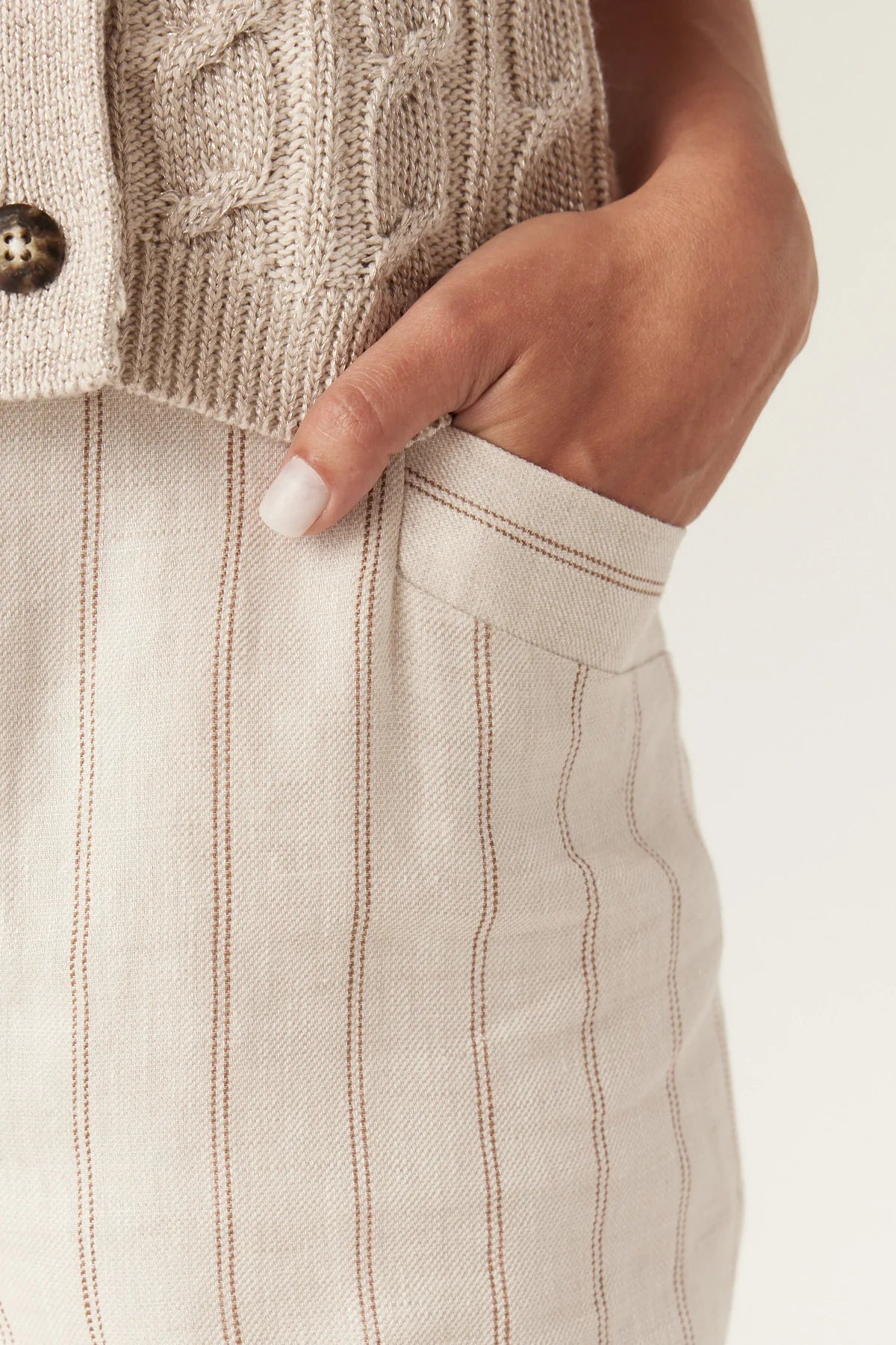 Cable - Savannah Linen Pant - Natural Stripe