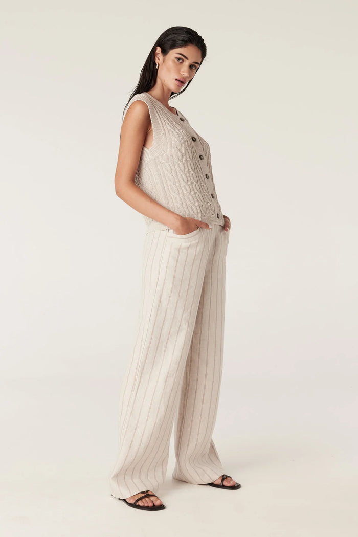 Cable - Savannah Linen Pant - Natural Stripe