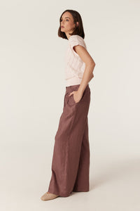 Cable Cotton Cashmere V Top in Pale Pink