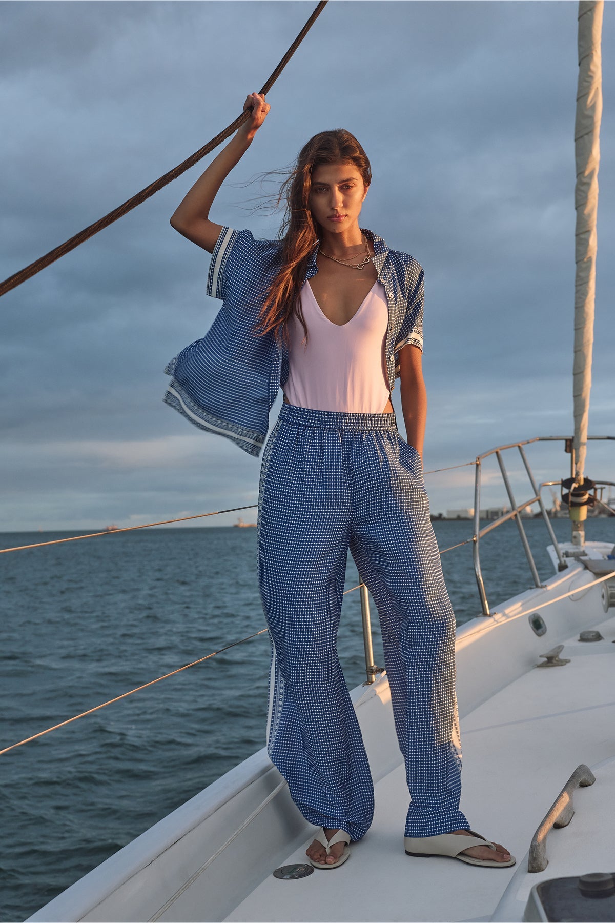 Cable Serra Wide Leg Pant in Mediterranean Tile
