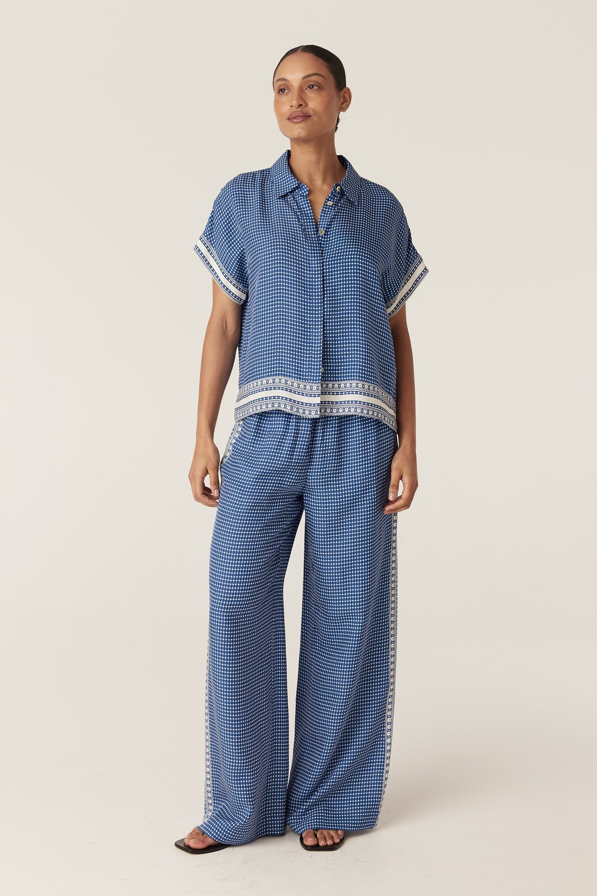 Cable Serra Blouse in Mediterranean Tile